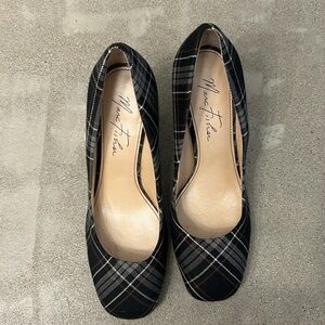 Black Plaid Mark Fisher Square Toe Pumps
